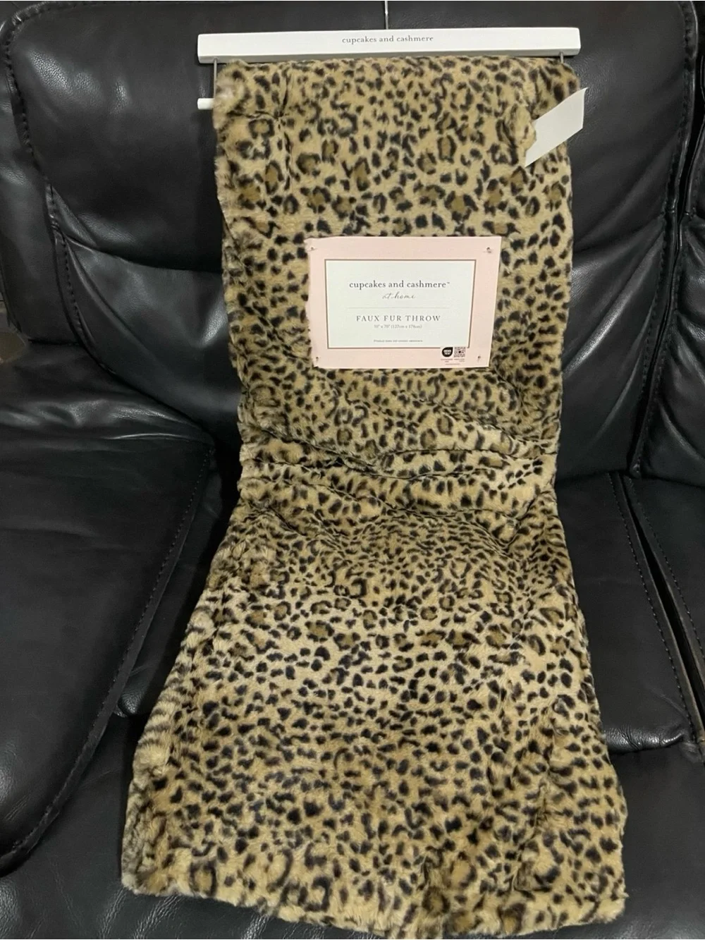 Cupcakes and Cashmere Faux Fur Throw Leopard